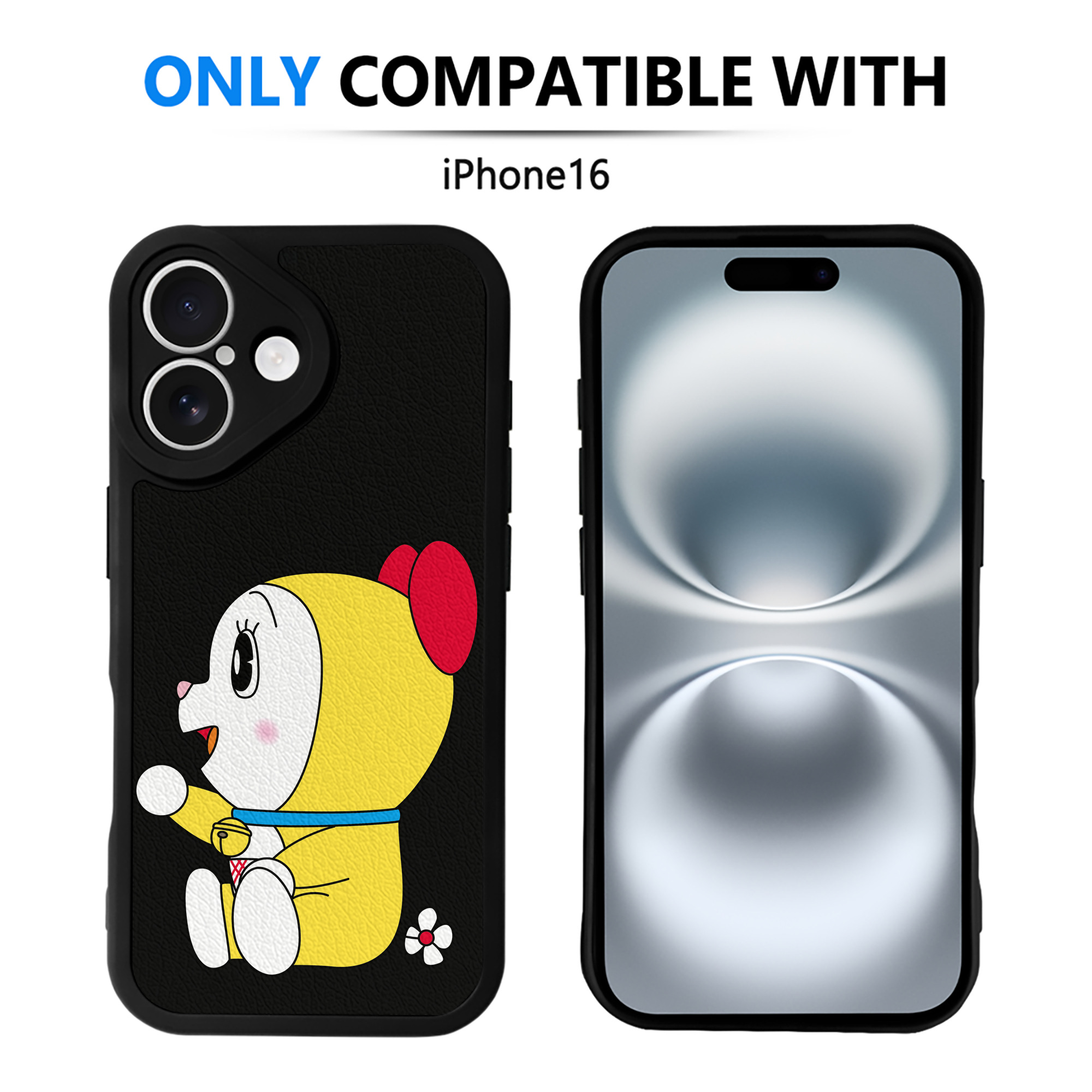 （画像用） ドラえもん ドラミ Doraemon Dorami 【iPhone 16シリーズ対応】シリコンスマホケース（レザー調） 材質：シリコン